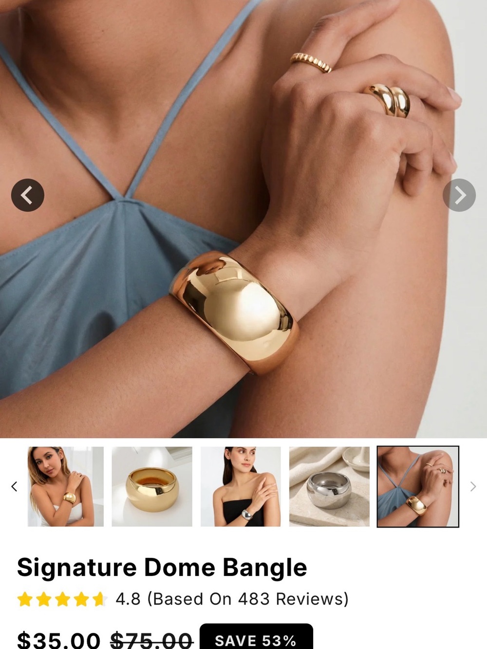 Polished Gold Dome Bracelet by